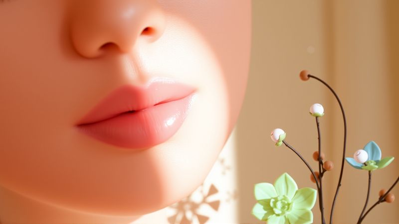 Retrato suave de labios rosados y delicados