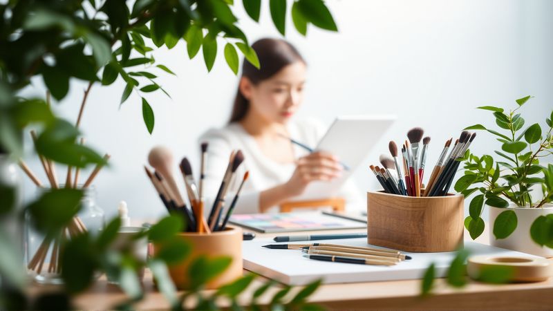Un artista crea con calma y belleza