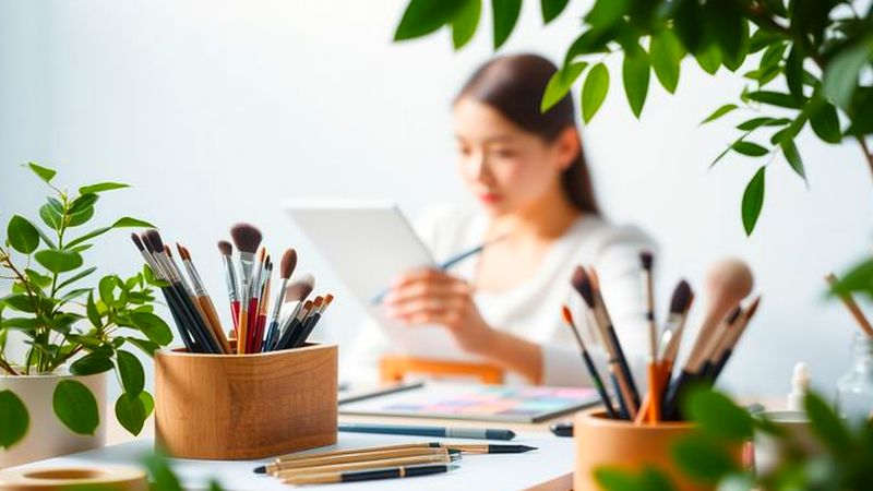 Un artista crea con calma y belleza