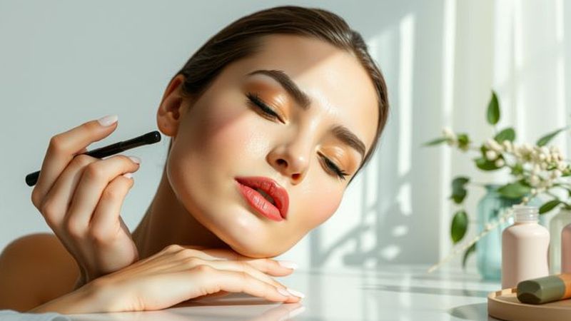Una mujer radiante irradia belleza serena