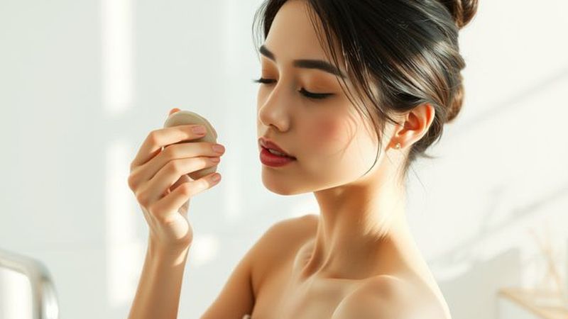 Una mujer serena logra belleza etérea