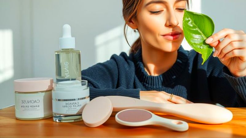 Mujer examina hoja
