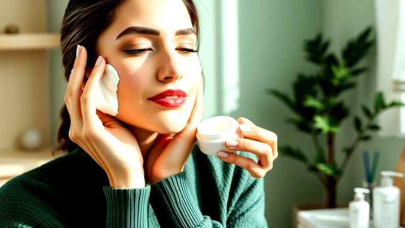 Una mujer cuida su rostro con calma