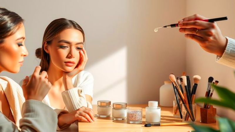 Mujeres maquillándose en un estudio sereno