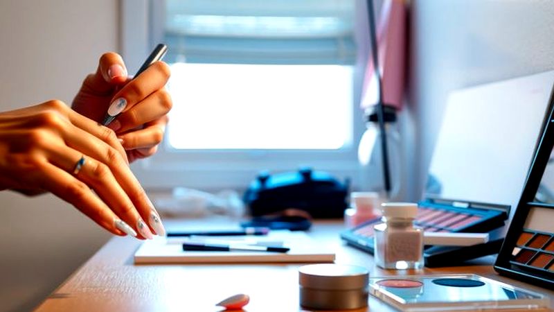 Una mujer crea manicuras delicadas con calma