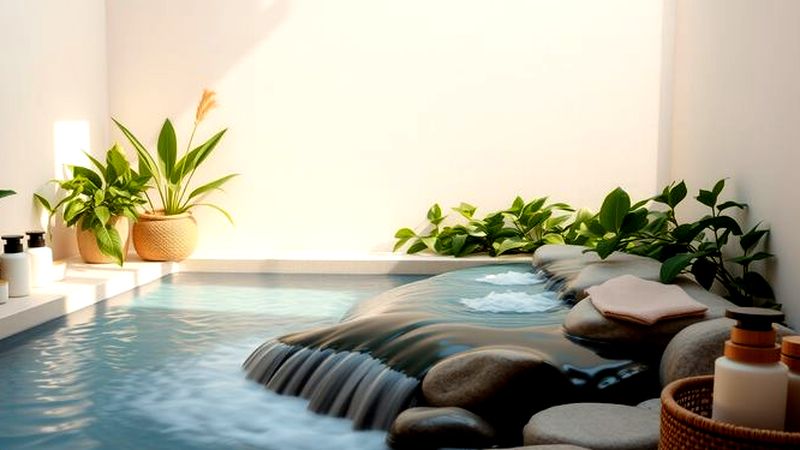 Un baño sereno con cascada azul